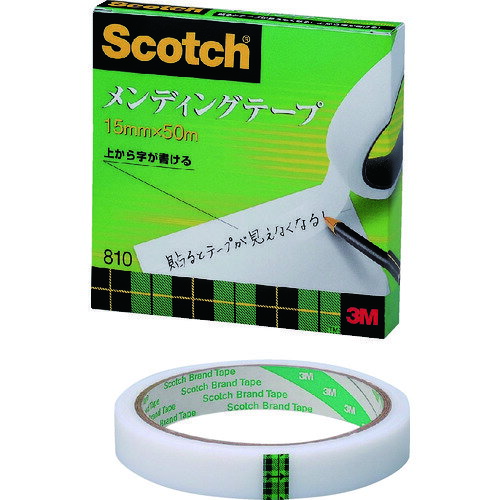 【特長】●コピーやスキャンをしても影がでません。●貼るとテープがほとんど見えなくなり上質な仕上げ感です。●テープの上から文字が書けます。●丈夫で変色しにくく、本・辞書などの補修に最適です。●フラットファイル類の見出し部の保護、補強に便利です。【用途】●書類の補修・補強・修正に。●切り貼りやスクラップ、ラベルの作成や保護に。●直接文字が書けないものへの書き込み、パンチ穴などの補強に。●本の修理や封筒などの封かんに。【仕様】●色：半透明●幅(mm)：15●長さ(m)：50●厚さ(mm)：0.058●引張強度(N/10mm)：23.4●芯径(インチ/mm)：3/76●タイプ：1巻パック【仕様2】●粘着力：2.7N／10mm●手で切断可能●紙箱入り●巻芯には再生紙を使用(分別廃棄不要)●引張強度：23.4N/10mm【材質／仕上】●基材:アセテートフィルム マットフィニッシュ(つや消し加工)●粘着剤:アクリル系【注意】●巻芯径25mmタイプは通常のテープカッターではご使用いただけません。●巻芯径76mmの大容量パックは長さが30mです。