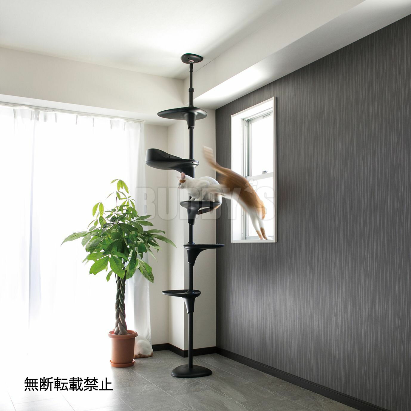 自由自在なキャットタワー♪ 　OPPO(オッポ) 　キャットフォレスト　ツー　ブラック 　　CatForest［正規品【猫　キャットタワー　おしゃれ　つっぱり】