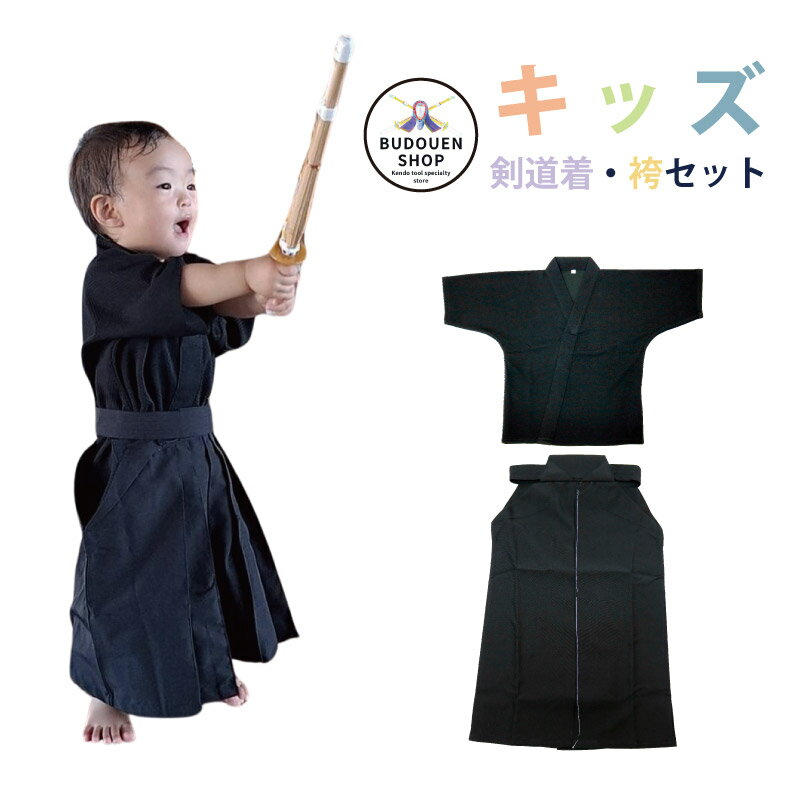 【11月4日20:00-23:59★スタートダッシュクーポン】剣道 剣道着 剣道衣 袴 上下セット ジャージ剣道着 ジャージ袴 【キッズ剣道衣・袴セット】 80〜110cm 　幼児 キッズ 子供 着せやすい 刺繍ネーム5文字無料 送料無料（北海道・沖縄は除く）武道園