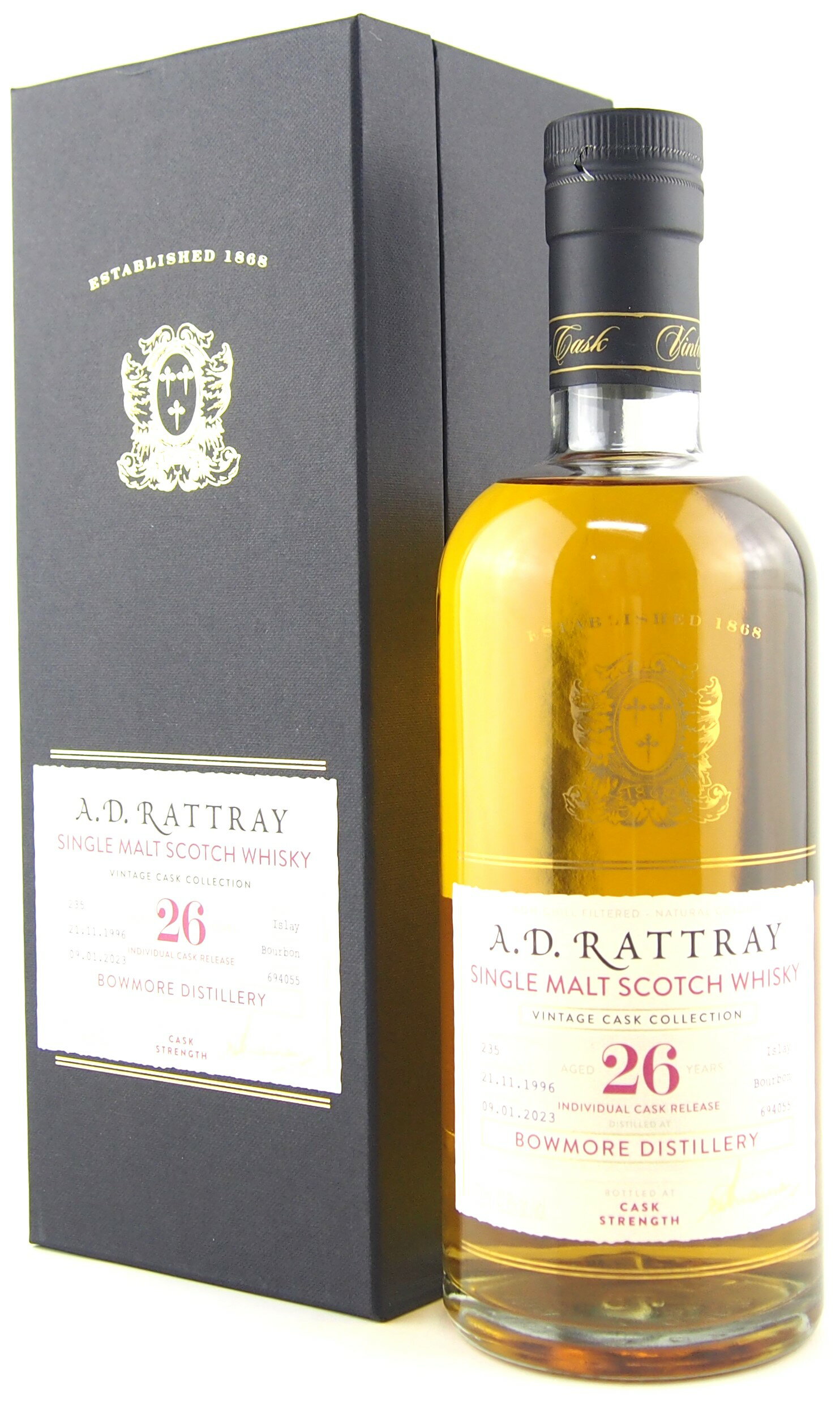 BOWMORE ADラトレー　ボウモア　1996　26年（A.D.Rattray Bowmore 1996 aged 26 years）42.8％　バーボン