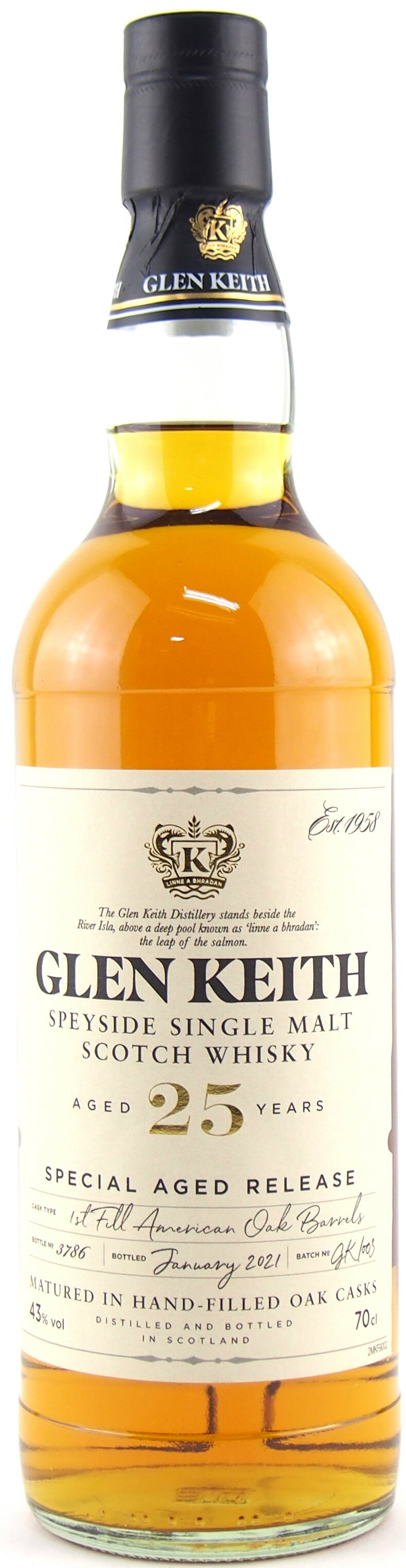 グレンキース　25年　シークレットスぺイサイドコレクション（Glenkeith aged 25 years）　700ml　43％【スコッチウイスキー　シングルモルト　スコットランド　スぺイサイド　オフィシャルボトル　箱付き】正規品