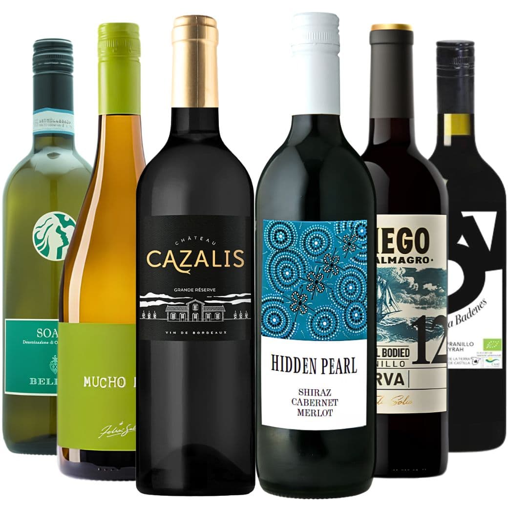 【商品名】ワイン セット 送料無料 飲み比べ 葡萄屋デイリーワイン『特選6本セット』シリーズ8 フランス、イタリア、スペイン、オーストラリアの4つの産地から、カジュアルな赤白6本を厳選！ スッキリ飲める白から飲みごたえあるフルボディ赤までコスパ抜群の6本セットです。 【セット内容】750ml×6本(赤・辛口×4本、白・辛口×2本) ◆シャトー・カザリス　ナチュール（SO2無添加） ジルベール＆ガイヤール2021金賞受賞。HVE3認定の亜硫酸が検出されない驚きの無添加ボルドーワイン。自然酵母、無濾過、自然派ボルドー。 醸造中に副産される亜硫酸、添加した亜硫酸を含む総亜硫酸とも公的検査機関で検出不可能！ 超微量の亜硫酸、通常の酸化防止剤無添加ワインとは、別格の無添加ワイン！ 深いルビーカラー。 食を誘うフローラルなアロマ。タンニンも豊富ながら、全体にバランスよくまとまった調和の取れた味わい。【タイプ】:赤ワイン / 辛口 / ミディアムボディ【生産地】:フランス / ボルドー / AOC ボルドー【造り手】:ヴィニョーブル・キャルダレリ【 Vignobles Cardarelli】【品種】:メルロー、カベルネ・ソーヴィニヨン、カベルネ・フラン【容量】:750ml【商品コード】: bor0485◆ベリーニ　ソアーヴェ デイリーで楽しみたいフレッシュな白。柑橘系の果実感と余韻の苦味は食欲UP！よく冷やしてどうぞ♪ レモンやグレープフルーツのような柑橘系のイメージに、シトラスやハーブのニュアンスが感じられます。スッキリとしていて清涼感があり酸味もしっかりと感じられます。 フレッシュな果実味が印象的で、後からくる苦みが食欲をそそります。良く冷やしてからお楽しみ下さい。【タイプ】:白ワイン / 辛口 / なし【生産地】:イタリア / ヴェネト州【造り手】:カンティーナ・フラテリ・ベリーニ【Cantine Fratelli Bellini】【品種】:ガルガーネガ85%、トレッビアーノ15%【容量】:750ml【商品コード】: ita0265◆ヴェガ・バデネス・テンプラニーリョ・シラー・オーガニック 低価格ゾーンとは思えない驚くほどクオリティの高いオーガニックワイン!! オーガニック認定、ヴィーガン認定。 世界市場激動中の中、ヴォガジャパンの低価格ゾーンのオーガニックが定番変更になりました。 先代定番品と変わらず、単なるテンプラニーリョのワインでは無くシラーとのアッサンブラージュを施した、味わいのバランス、複雑味、奥行き、余韻の長さと質の良さにおいて全てワンランク上のクオリティのオーガニックワインです。【タイプ】:赤ワイン / 辛口 / ミディアムボディ【生産地】:スペイン / カスティーリャ・イ・レオン【造り手】:ボデガス・イシドロ・ミラグロ【品種】:テンプラニーリョ、シラー【容量】:750ml【商品コード】: spa0535◆フェリックス・ソリス ムーチョ・マス ビアンコ NV 【リアルワインガイド22/12月旨安大賞】「mucho mas(もっと)!」。難しい事一切不要！大人気スペイン白！ 「mucho mas(もっと)！とグラスがどんどん進んでしまう、フルーティ&爽快な口当たり！ 毎日飲んでも飽きることのない心地良さ。コスパ最高の辛口白ワインです。 緑色を帯びた明るいイエローの外観。 グラスに注ぐとグレープフルーツやライム、すだちの若々しく爽やかな柑橘系のアロマ、レモンピールの清涼感ある果実の香りが広がります。【タイプ】:白ワイン / 辛口 / なし【生産地】:スペイン / 内陸部地方(カスティーリャ＝ラ・マンチャ州) / バルデペーニャス【造り手】:フェリックス・ソリス・アヴァンティス【Felix Solis Avantis】【品種】:ヴェルデホ、ソーヴィニヨン・ブラン、シャルドネ【容量】:750ml【商品コード】: spa0269◆アルマグロ　レゼルバ この価格で驚きの力強さ！熟した果実やオーク樽由来のヴァニラ香、枯れ葉の様な熟成香など味わい豊かな1本！ 熟したブラックベリーと樽由来のヴァニラの香りが綺麗に混ざり合った魅惑的な香り。わかずかに腐葉土、枯れ葉、動物香など奥ゆかしいニュアンスも感じます。 非常に豊潤な果実味でありながら、まろやかな口当たり。熟したプラムの風味が喉の奥まで染み渡ります。 程よい熟成感を楽しみたい方におすすめのデイリーワインです。【タイプ】:赤ワイン / 辛口 / フルボディ【生産地】:スペイン / 内陸部地方(カスティーリャ=ラ・マンチャ州) / バルデペーニャス【造り手】:フェリックス・ソリス・アヴァンティス【Felix Solis Avantis】【品種】:テンプラニーリョ100%【容量】:750ml【商品コード】: spa0005◆バートン・ヴィンヤーズ ヒドゥン・パール シラーズ カベルネ メルロー 地元オーストラリアでも大人気！気軽に楽しめる「ヒドゥン・パール」シリーズの3種の濃厚黒ブドウブレンド！ 気軽に飲める美味しいテーブルワインとして大人気「ヒドゥン・パール」シリーズ。 3種の濃厚黒ブドウを使った、ジューシーな果実味とコクが魅力の赤ワインが登場しました。 熟した黒いベリーの凝縮した果実味に、モカや胡椒のスパイシーで複雑な風味。 タンニンはソフトで舌触りはまろやか。 完熟果実の芳醇な味わい。 フルボディながらスイスイと喉を通る飲みやすさです。【タイプ】:赤ワイン / 辛口 / フルボディ【生産地】:オーストラリア / 南オーストラリア州【造り手】:バートン・ヴィンヤーズ【Berton Vineyards】【品種】:シラーズ65%、カベルネ・ソーヴィニヨン25%、メルロー10%【容量】:750ml【商品コード】: aus0086 ■各種贈り物に■御挨拶、御祝い、内祝い、結婚式、引き出物、誕生日、プレゼントなどの贈り物にギフトラッピング承っております。
