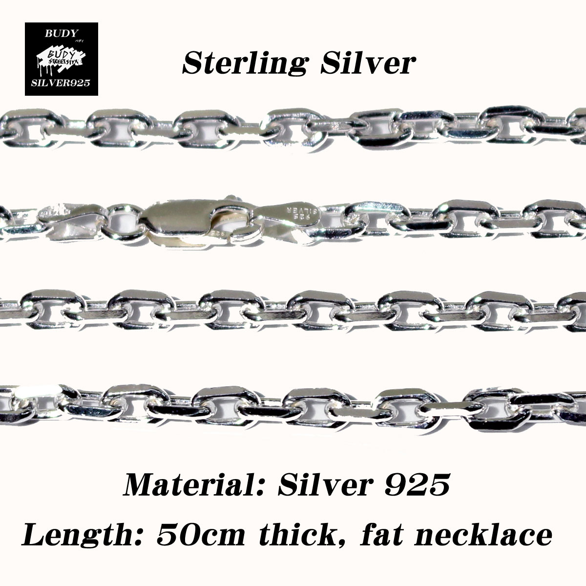 バディ シルバーアクセサリー シルバー925 約4mm幅 太め カットアズキ チェーン ネックレス 長さ50cm太め シルバーショップバディ シルバーショップバディ バディ シルバーアクセサリー シルバー925 約4mm幅 太め カットアズキ チェーン ネックレス 長さ50cm太め シルバーショップバディ シルバーショップバディ