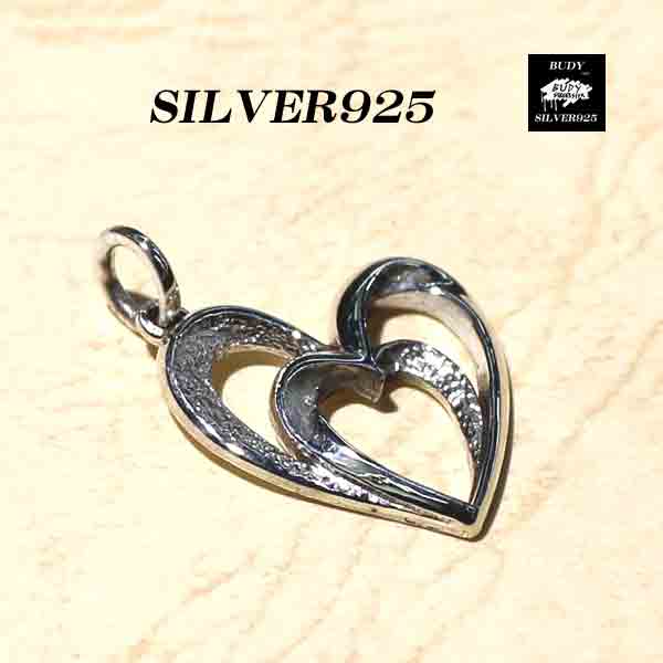 バディシルバーアクセサリー シルバー925 ダブルハート ネックレスペンダントトップ