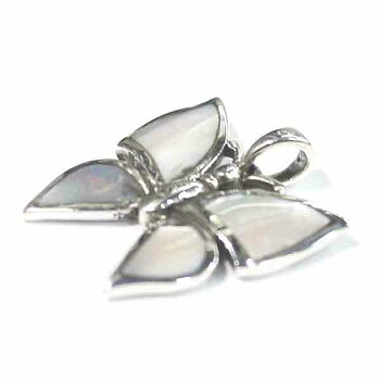 【バディ/シルバーアクセサリー】シルバー925/バタフライ/ホワイトシェル/蝶/貝/ネックレスペンダントトップ/実店舗のあるお店【シルバーショップバディ】5-549