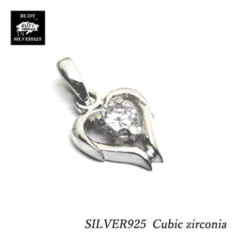 シルバー925キュービックハートペンダントトップ5-442