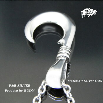 シルバー925フィッシュフックペンダントトップ5-675