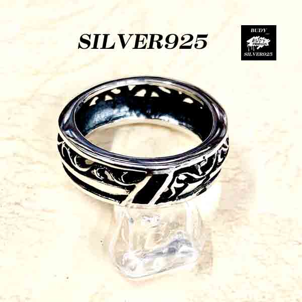 シルバー925アラベスクオニキスリング 指輪 バディシルバーアクセサリーオニキスリング　1-385