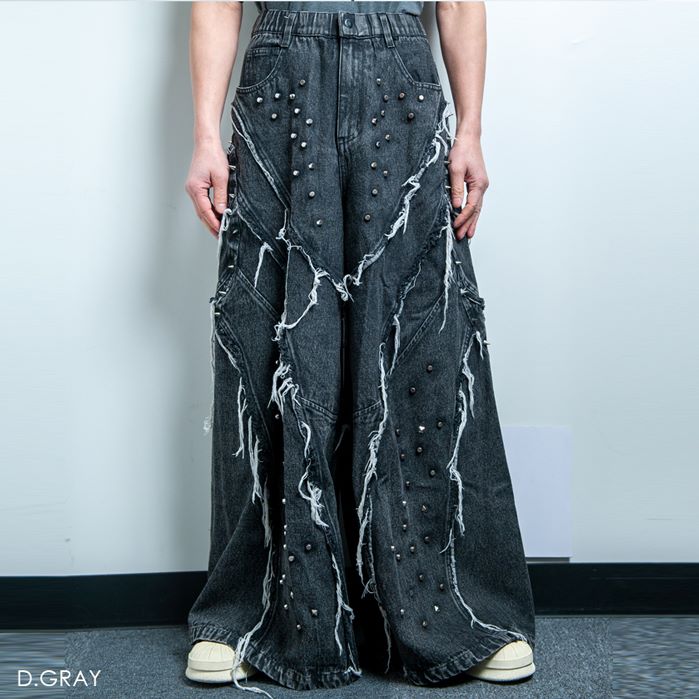 Rakuten - OZZY O(オジィーオー)スタッズデニム ワイドバギー パンツ BACKSTAGEPASS バックステージパス