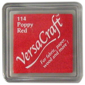スタンプ台 バーサクラフト Sサイズ ポピーレッド 赤 布用スタンプパッド インクパッド 水性顔料インク ツキネコ VKS-114
