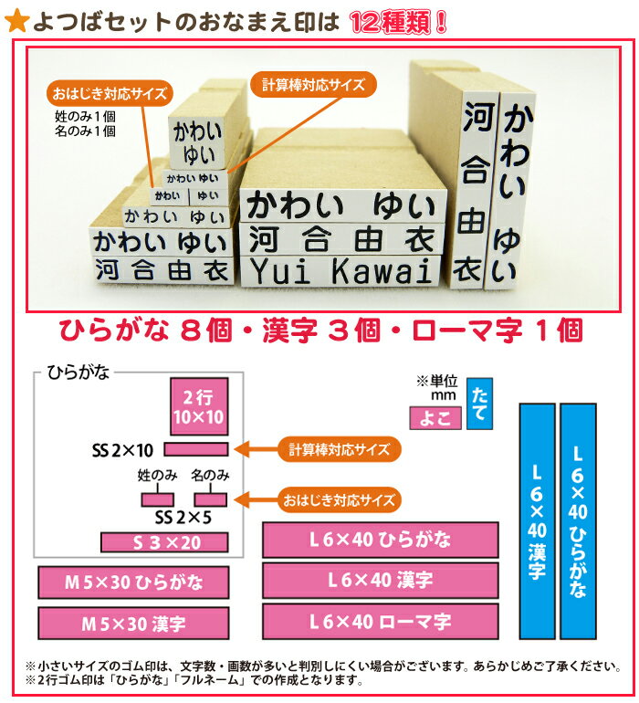 お名前スタンプ ねーむぱらだいす よつばセット おりたたみボックス付 ひらがな 漢字 ローマ字 ゴム印 セット おなまえスタンプ 入園 入学 入園準備 幼稚園 保育園【送料無料】