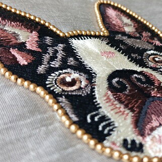再入荷【刺繍ポーチ】ボストンテリア　フラットポーチ　Bostonterrier　犬　イヌ　...