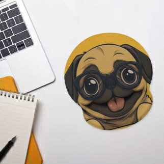マウスパッド【6】フォーンパグ　ギフト　バレンタインデー　クリスマス　ホワイトデー　誕生日　PUG　パググッズ　パグ雑貨　リストレスト 手首 リストレスト付マウスパッド リストレスト一体型　PC パソコン 周辺機器 在宅ワーク リモートワーク
