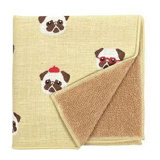 ガーゼハンカチ　パグ　贈り物　プチギフト　パグ柄　和たおるセミウォッシュ　パググッズ　パグ雑貨　生活雑貨のサムネイル