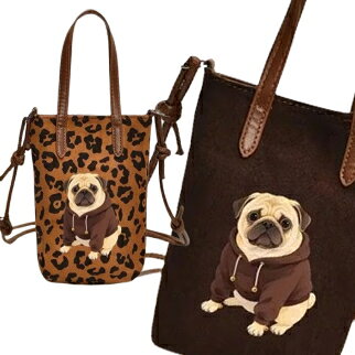 Rakuten - パグ　フォーン　パーカーパグ　2way　スマホショルダーバッグ　スエード調　pug　旅行　オフ会　ドッグラン　お出かけ　ギフト　秋冬