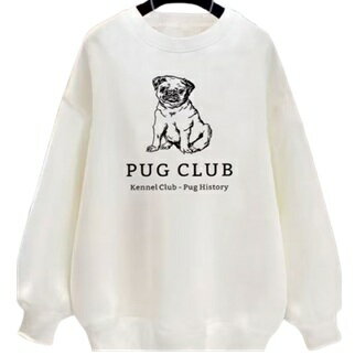 Rakuten - 【ホワイト】トレーナー　スウェット　パグプリント　PUG