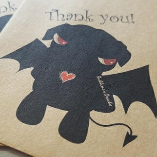 【感謝セール】　パグ　PUG　黒パグ【Buhheeee's　Oracho】自社オリジナル商品　ポチ袋3枚入り　デビルパグ(クラフト)