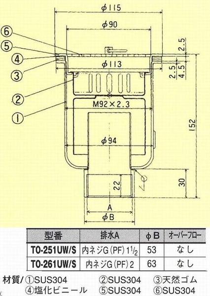 18-8ステンレス防臭排水トラップ50A(オーバーフロー無) [TO-261UW/S] 2