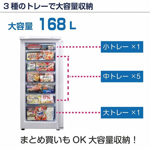 冷凍ストッカー 冷凍庫 前開き RCY-T168 168L 直冷式 引出し7段付　送料無料！ ※北海道・沖縄・離島配送不可商品 2