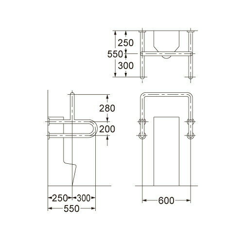 カクダイ ストール小便器用 手すり 2453-32【純正品】