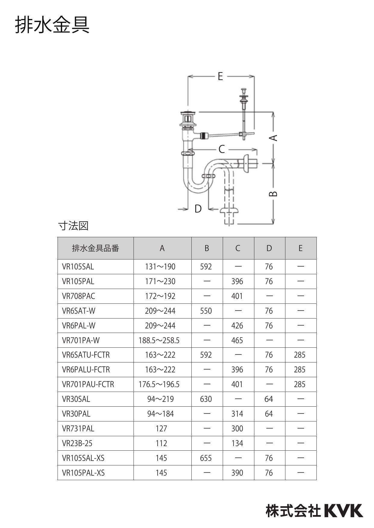 VR30PAL KVK ケーブイケー 壁排水Pトラップ【純正品】