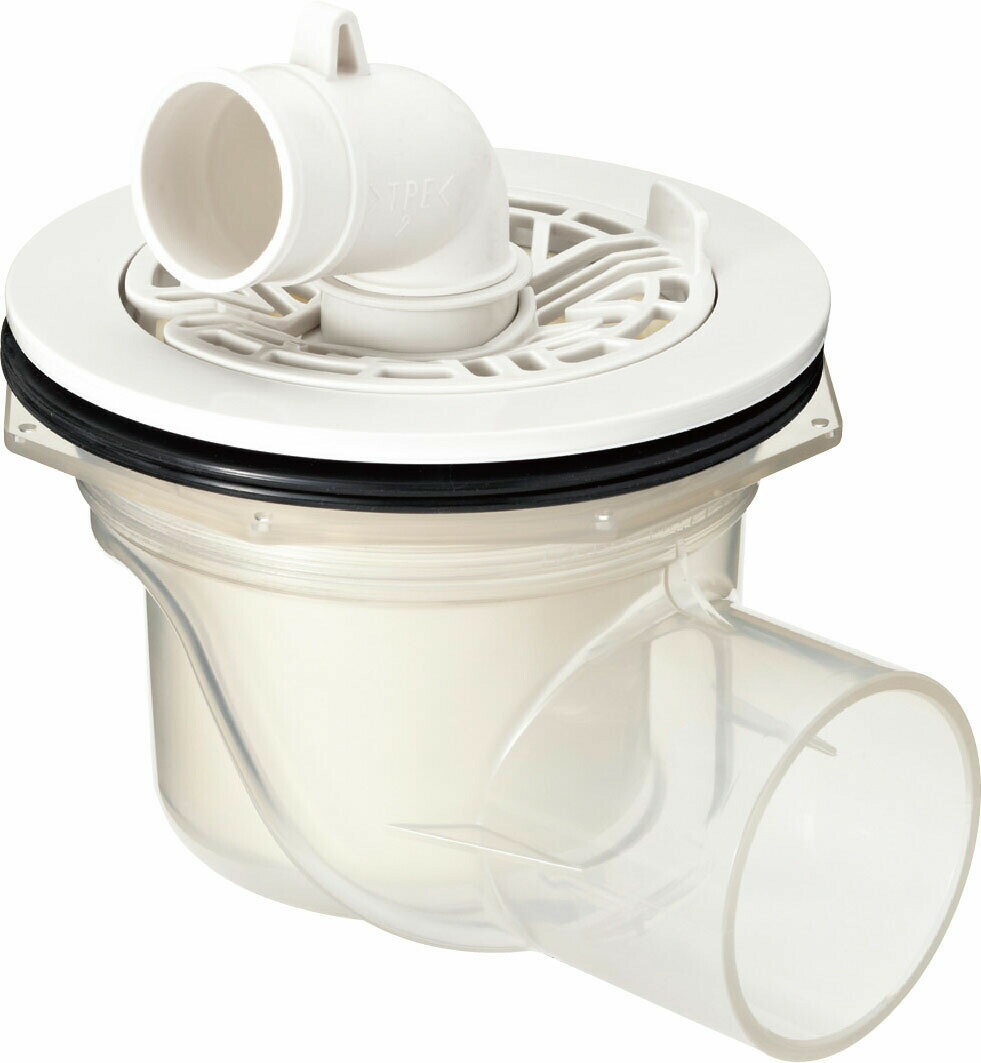 【横引きトラップ】洗濯機 防水パン用 排水トラップ TP-54/FW1 INAX・LIXIL リクシル 　横引き（透明タ..