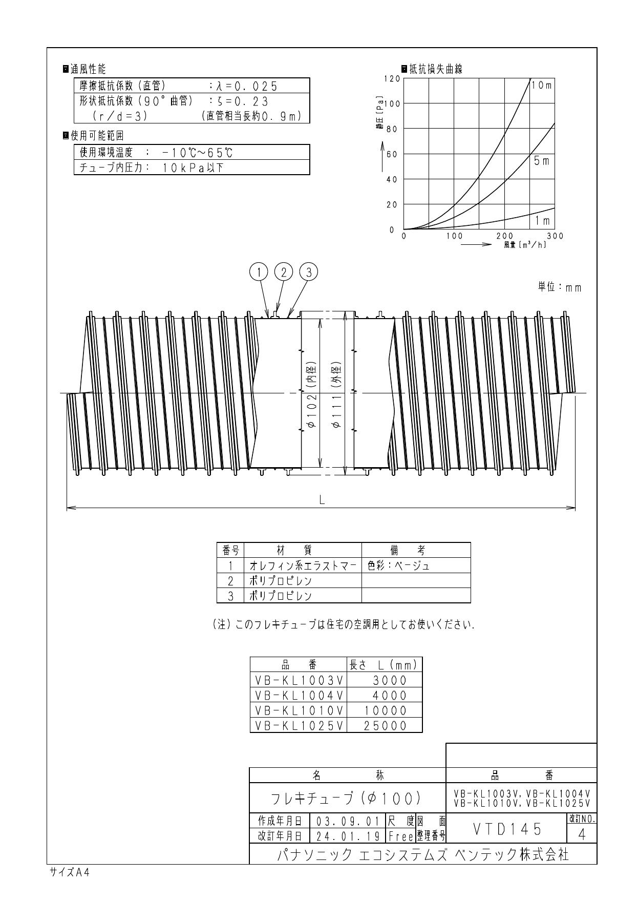 【100φ×10m】ベンテック フレキチューブ【VB-KL1010V】気調システム （非断熱）（Φ...
