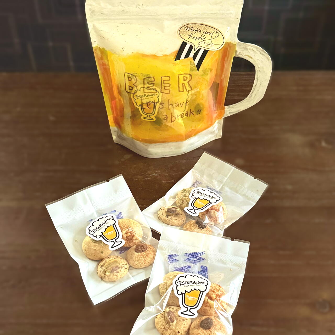 生ビールで乾杯！GIFT おつまみ 米粉クッキー 全種4袋 詰め合わせ お取り寄せ ギフト 贈り物 手土産 お祝い 内祝 お礼 誕生日 バースデー BEERdulce ビアドルセ 2