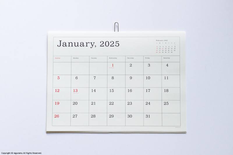 2025 葛西薫カレンダー, 罫線あり【ANDO GALLERY/アンド—ギャラリー】のサムネイル
