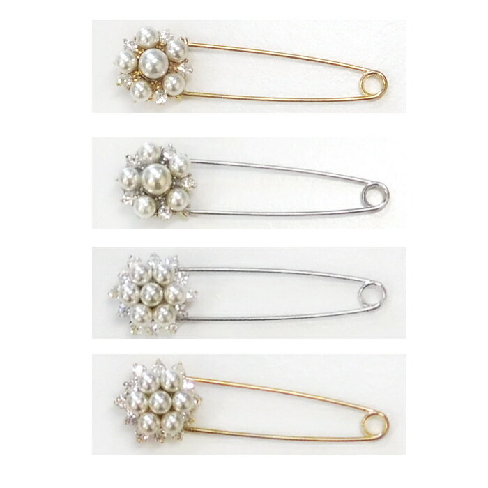花型パール付ストールピン ブローチ パール レディース カブトピン ピン ショールピン ずれ防止 ストール留め スカーフ留め マフラー留め(4)