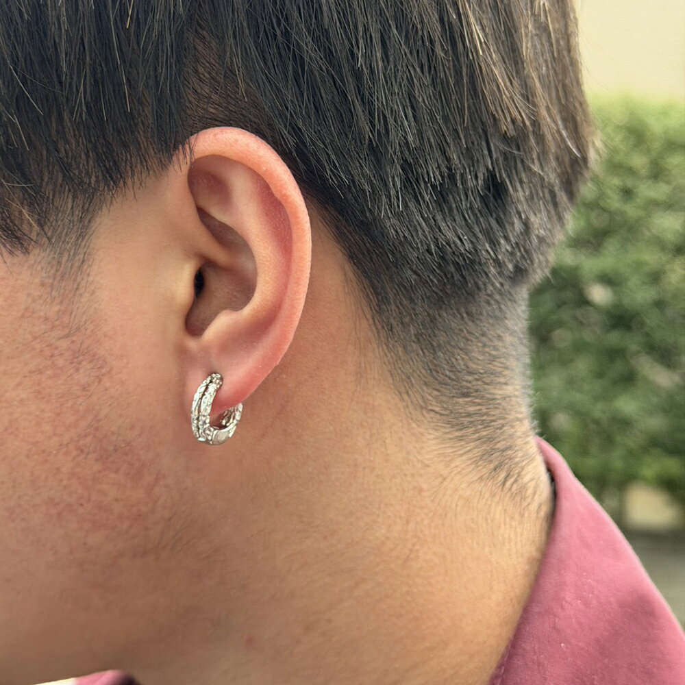 フープイヤリング シルバー ブラック ノンホール フープピアス風 イヤーカフ風