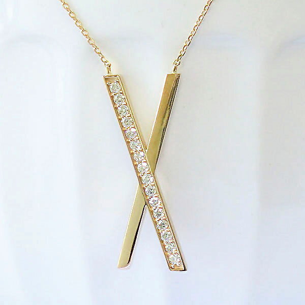 ダイヤモンド ネックレス クロス k10 クロスネックレス X X字 Xモチーフ ダイヤモンドネックレス 0.2ct..