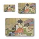 日本製 浮世絵 ステッカー 3点セット 四角 男女 ヘアライン マット 日本の美しさ お土産 プレゼント おしゃれ シンプル 和柄 着物 歴史(3)