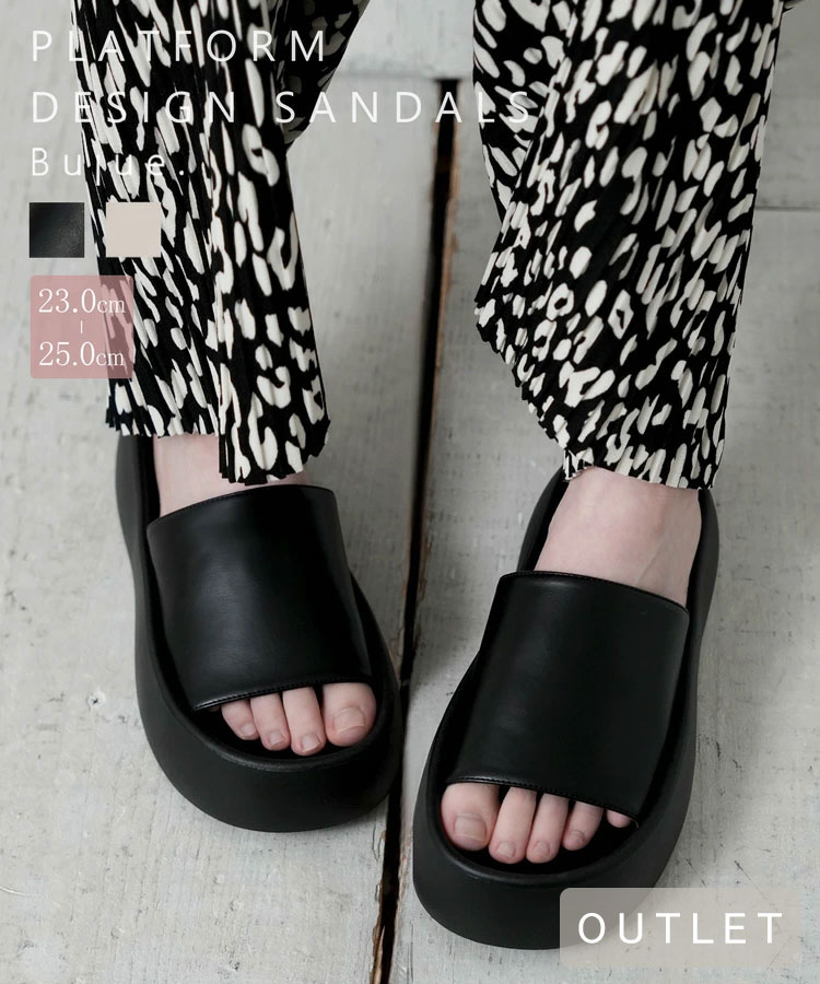 【OUTLET・返品交換不可・クーポン対象外】 アウトレット buaa0010 プラットフォームサンダル サンダル レディース buaa0010 靴 オープントゥ ブラック アイボリー 4サイズ Bulue. ブルー 送料無料 B品のサムネイル