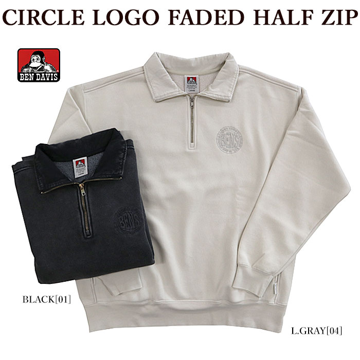 ベンデイビス トレーナー メンズ BEN DAVIS ベンデイビス 23780044 CIRCLE LOGO FADED HALF ZIP ハーフジップ スウェット 裏起毛 ヴィンテージ風 メンズ レディース