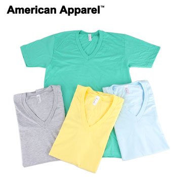 【店内全品ポイント5倍】American Apparel アメリカンアパレル 2456-A FINE JERSEY SHORT SLEEVE V-NECK VネックTシャツ Tシャツ メンズ レディース 返品・交換不可【並行輸入品】