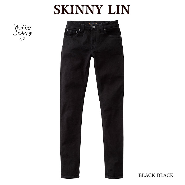 Nudie Jeans ヌーディージーンズ 111539 L30 SKINNY LIN スキニーリン BLACK BLACK デニム ジーンズ ブラックデニム メンズ