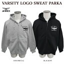 アヴィレックス ジップアップパーカー レディース 【店内全品ポイント5倍】【AVIREX】 アビレックス 6123467 VARSITY LOGO SWEAT PARKA ジップアップパーカー スウェットパーカー 刺しゅう ワッペン 裏起毛 メンズ レディース