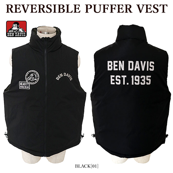 【BEN DAVIS】 ベンデイビス 24380002 REVERSIBLE PUFFER VEST ベスト リバーシブル 中綿ベスト 刺しゅう メンズ レディース