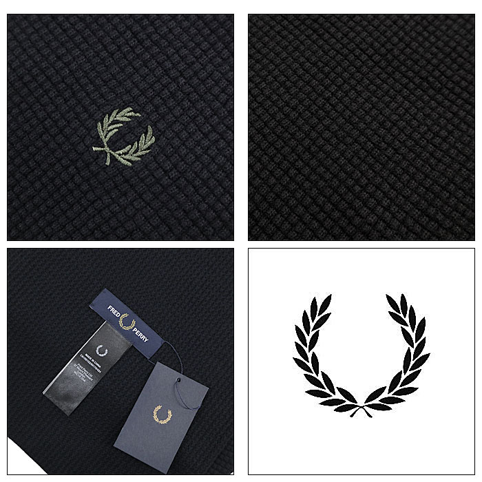 【FRED PERRY】 フレッドペリー C8150 WAFFLE KNIT SCARF マフラー ワッフル編み ローレル刺しゅう メンズ レディース 3