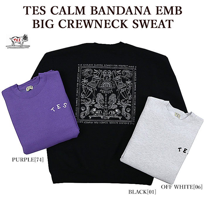 【The Endless Summer】 エンドレスサマー 23374305 TES CALM BANDANA EMB BIG CREWNECK SWEAT スウェット トレーナー バンダナ 刺しゅう BUHI メンズ レディース