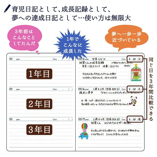 【1冊のみメール便OK】 アーティミス[ARTEMIS] 3年日記帳 羽ペン B6サイズ ダイア...