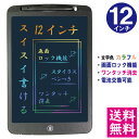 【ネコポス送料無料】電子メモパッド 12インチ [ブラック] 文字色/レインボーカラー ロック機能 ワンタッチ消去 電池交換可能 デジタルメモ 電子お絵かきボード IDM02-12C-BK 【他の商品との同梱不可】