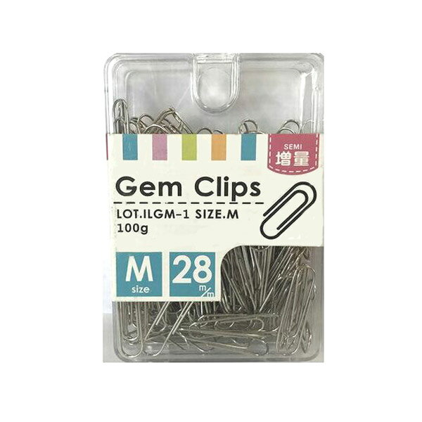 Gem Clip - アイ・エス ゼムクリップ [大・M/全長28mm] 100g ILgM-1 定番 紙をまとめる 綴じる 束ねる 挟む シンプル