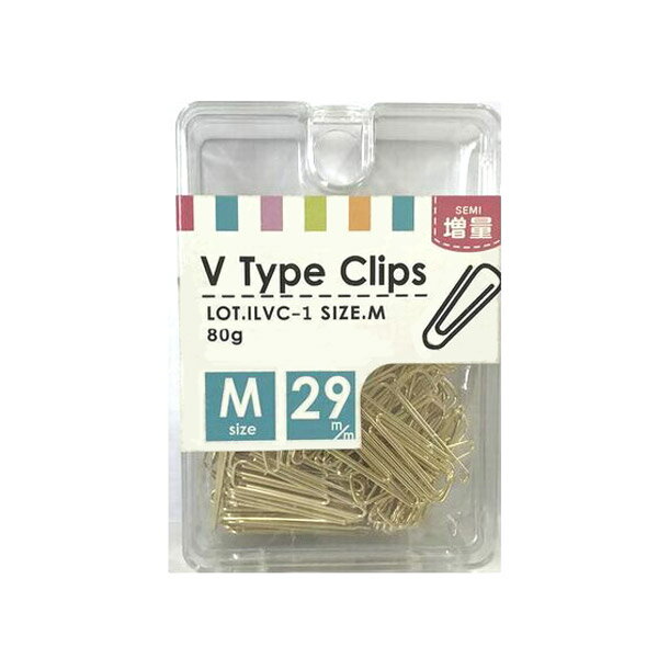 アイ・エス V型クリップ [大・M/全長29mm] 80g ILVC-1 日本製 ゼムクリップ Vクリップ 紙をまとめる 綴じる 束ねる 挟む