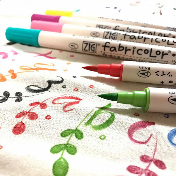 【SALE 在庫限り】【20本までメール便OK】呉竹 ZIG ファブリカラーツイン [ 蛍光イエロー ] 布描き用マーカー 水性顔料 fabricolor TC-4000-001