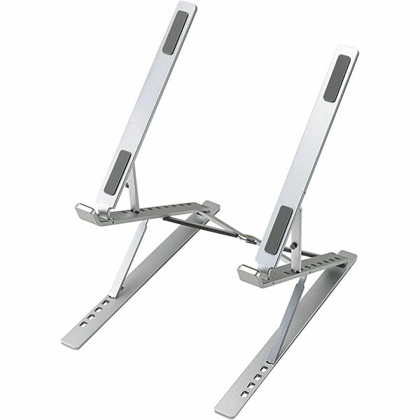 san-k ノートパソコンスタンド 軽量 折りたたみ式 5+8段階 角度調節 シルバー 2段式 シルバー 収納袋付..