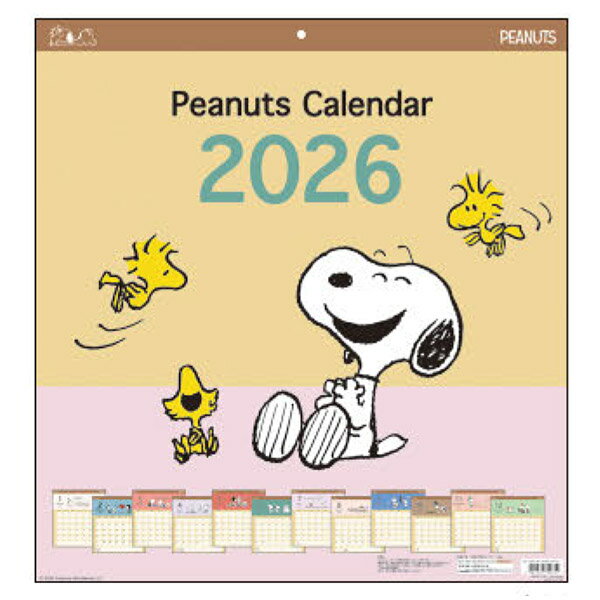 サンスター文具 2026年カレンダー ウォールカレンダースクエア スヌーピー ピーナッツ 令和8年 壁掛け..