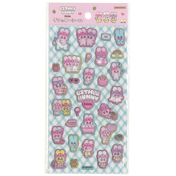 「エスターバニー リトル」のキラキラのグリッターがかわいいぷっくりとしたシールです。品番：S8821631本体サイズ：W90×H170×D3mm本体重量：約9g材質：PVC生産国：中国※商品の仕様の変更がある場合がございます。予めご了承くださいませ。※画像と商品の色合いが光等の加減により実物と異なる場合がございます。