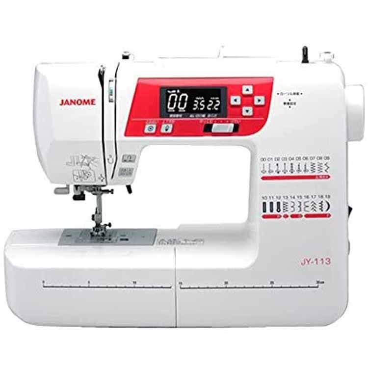 コンピュータミシン JY-113送料無料 ミシン 手元スイッチ LCDスクリーン 自動糸調子 ボタンホール JANOME ステッチ縫い 説明DVD 入園準備 マスク ジャノメ 【D】